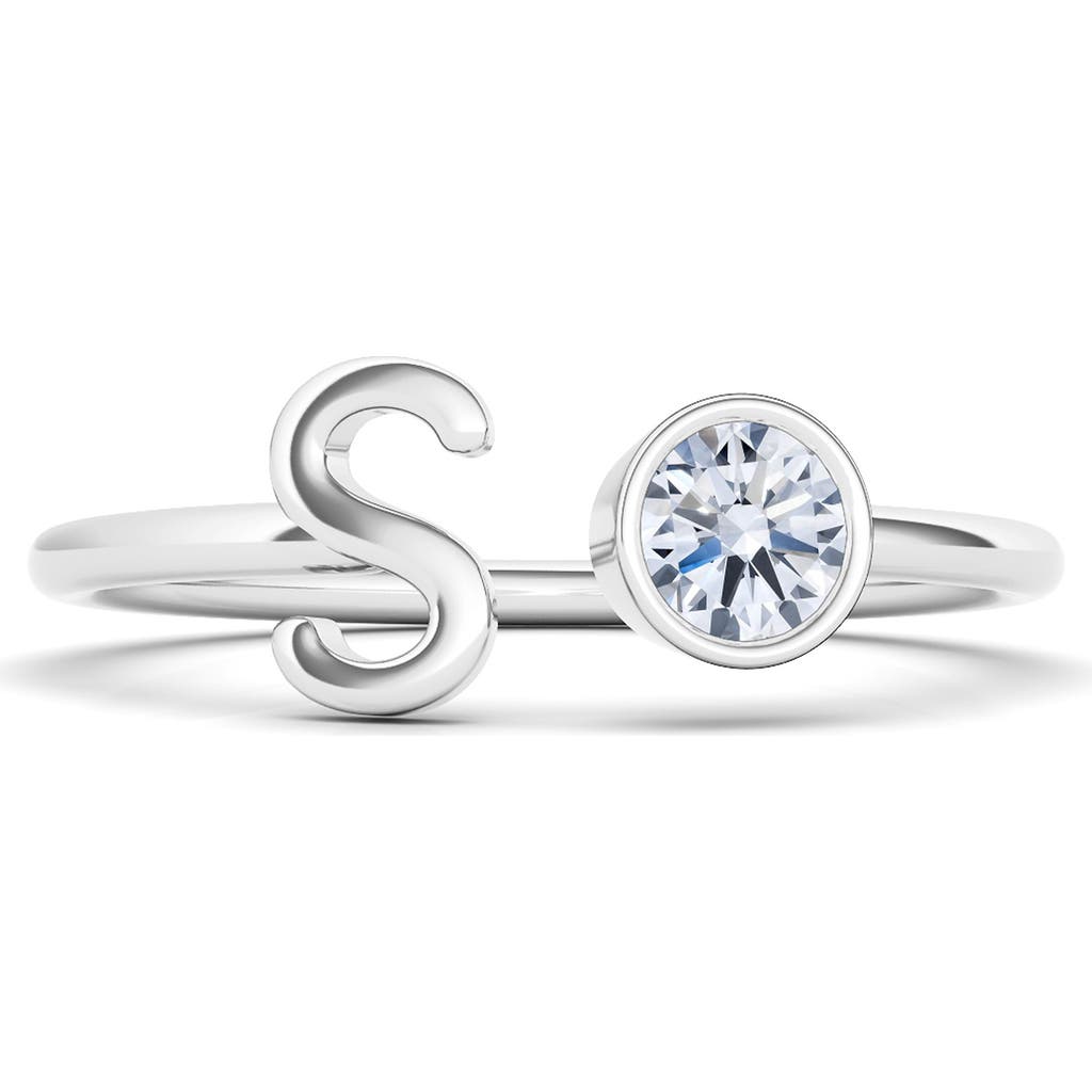Hautecarat Lab Grown Diamond Letter Ring In 18k White Gold - S