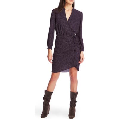 1.state Long Sleeve Speckle Print Dress, Blue