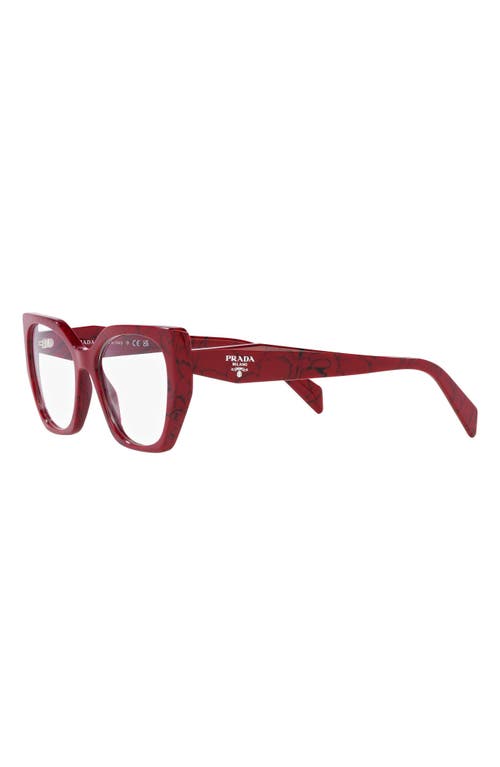 Prada 54mm Square Optical Glasses In Black White/red