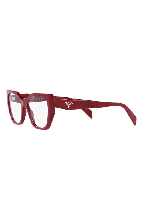 Shop Prada 54mm Square Optical Glasses In Black White/red