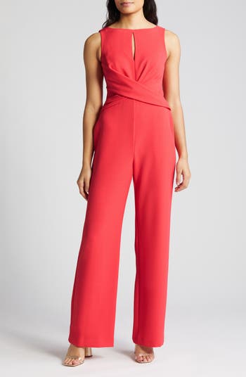 Vince Camuto Cross Front Keyhole Wide Leg Crepe Jumpsuit | Nordstrom