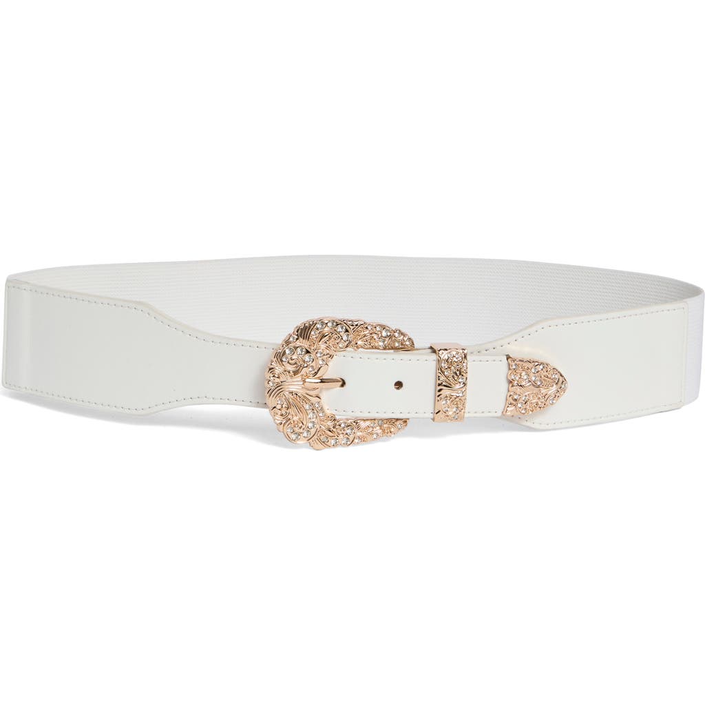 Shop Vince Camuto Crystal Western Stretch Belt In Crme