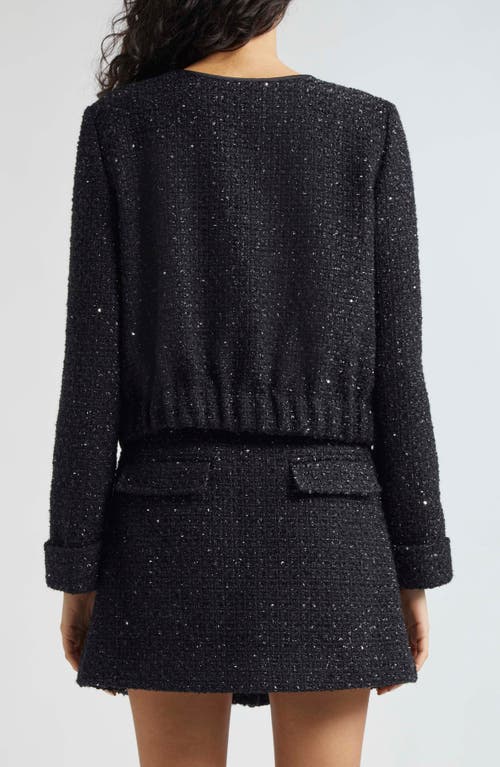 Shop Emporio Armani Metallic Tweed Jacket In Solid Black