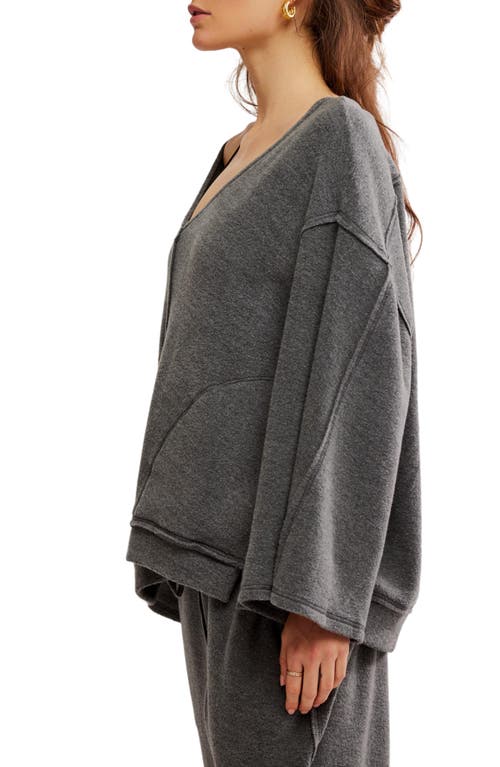 Free People Day Off Fleece Pullover In Washed Black