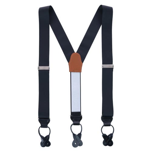 Trafalgar Phoenix 38mm Grosgrain Non Stretch Ribbon Button End Suspenders In Black