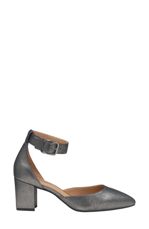 Shop Johnston & Murphy Vicki Ankle Strap Pump In Pewter Metallic Suede