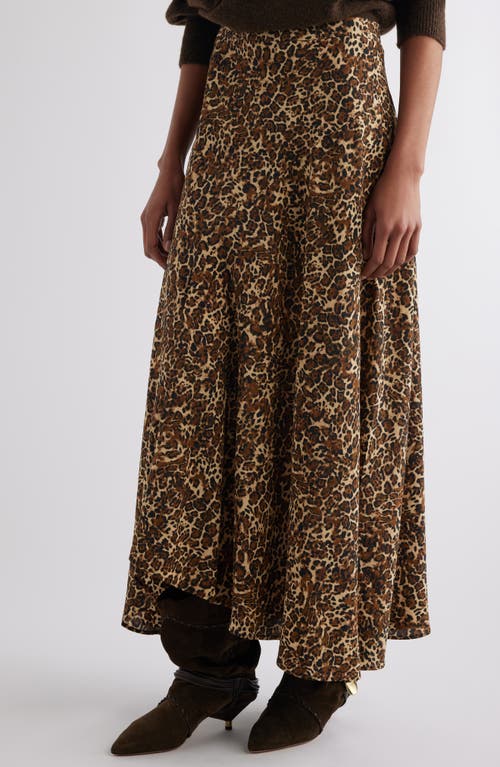 Shop Isabel Marant Sakura Leopard Print Stretch Silk Maxi Skirt