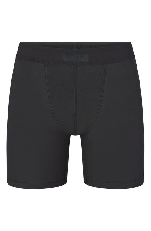 Shop Skims 5-inch Cotton & Modal Blend Boxer Briefs In Onyx