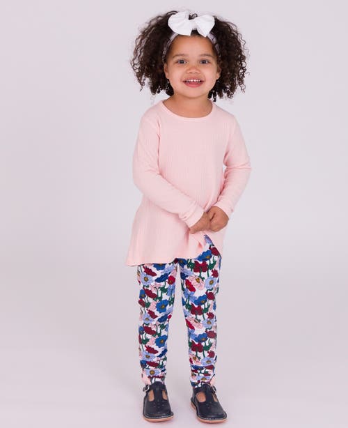 Shop Rufflebutts Girls Kids Ruched Bow Leggings In Poppy Petals