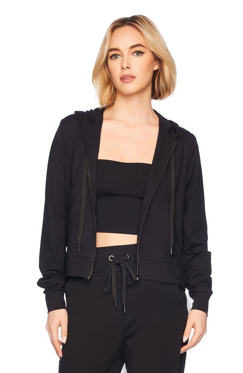 Shop Susana Monaco Front Zip Crop Hoodie In Black