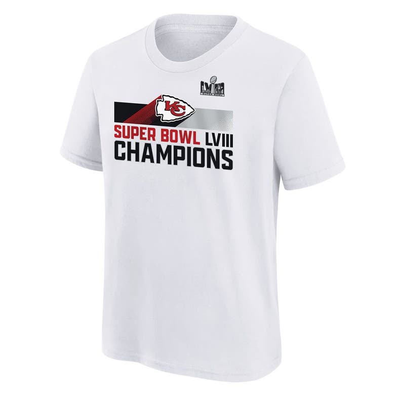 Shop Nike Youth   White Kansas City Chiefs Super Bowl Lviii Champions Roster T-shirt