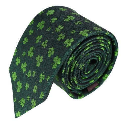 Trafalgar Green Shamrock Novelty Silk Necktie In Green Shamrocks