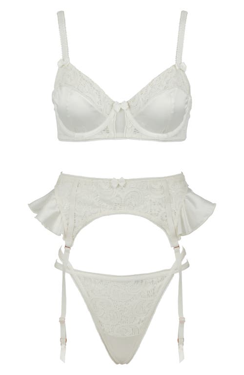 Shop Love, Vera Strappy Satin & Lace G-string In Ivory