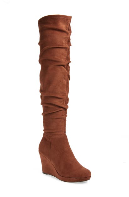 Chinese Laundry Larisa Over The Knee Boot In Oak Brown Suede