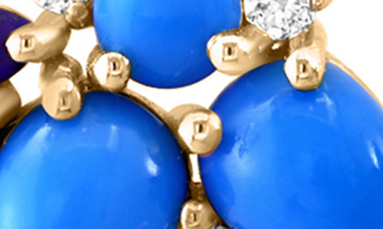 Effy 14k Yellow Gold Lapis Lazui, Turquoise & Diamond Cluster Stud Earrings In Blue