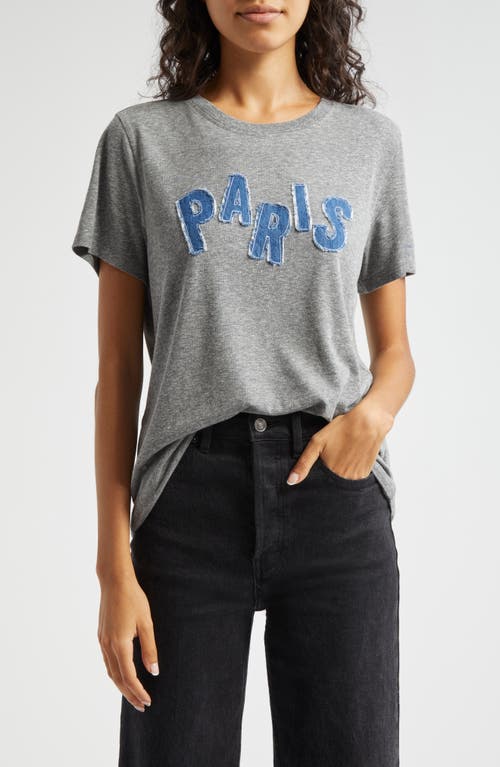 Cinq À Sept Paris Appliqué Heathered T-shirt In Gray