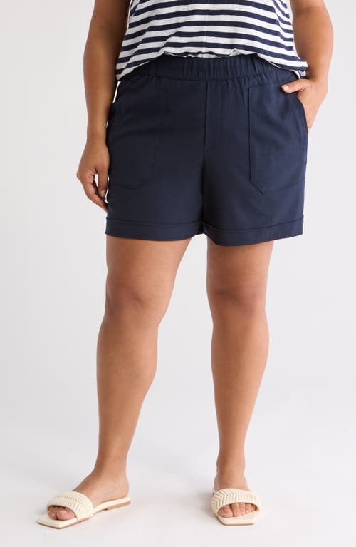 Skyrise Patch Pocket High Waist Shorts in Navy