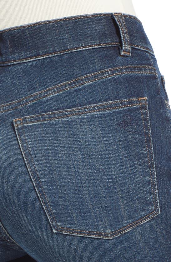 Dl1961 Patti High Waist Raw Hem Straight Leg Jeans In Dark Frayed Vintage