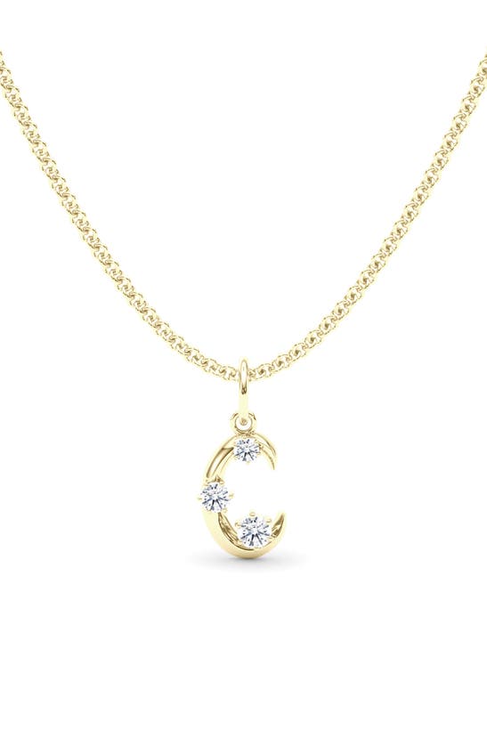 Hautecarat Graduated Lab-created Diamond Initial Letter Pendant Necklace In C - 18k Yellow Gold