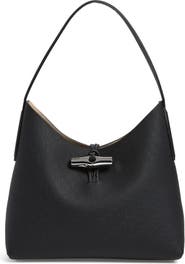 Longchamp Black Leather Roseau Hobo Longchamp