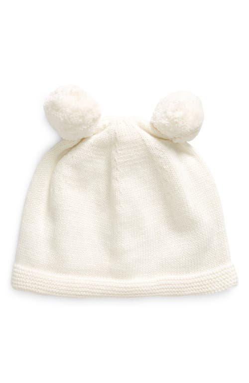 Pink Lemonade Double Pompom Organic Cotton Beanie in Ivory at Nordstrom