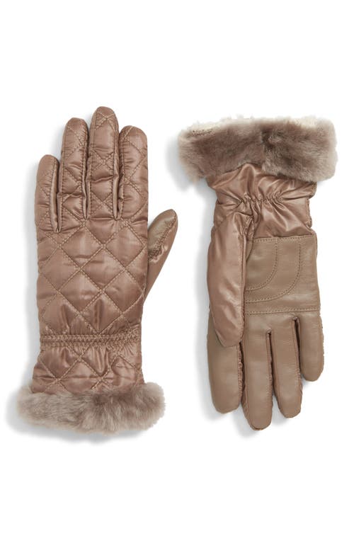 UGG(r) All Weather Touchscreen Compatible Quilted Gloves with Genuine Shearling Trim in Stormy Grey