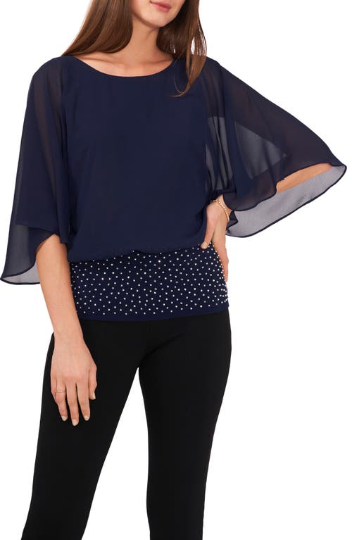 Chaus Flutter Sleeve Blouson Top Navy 418 at Nordstrom,