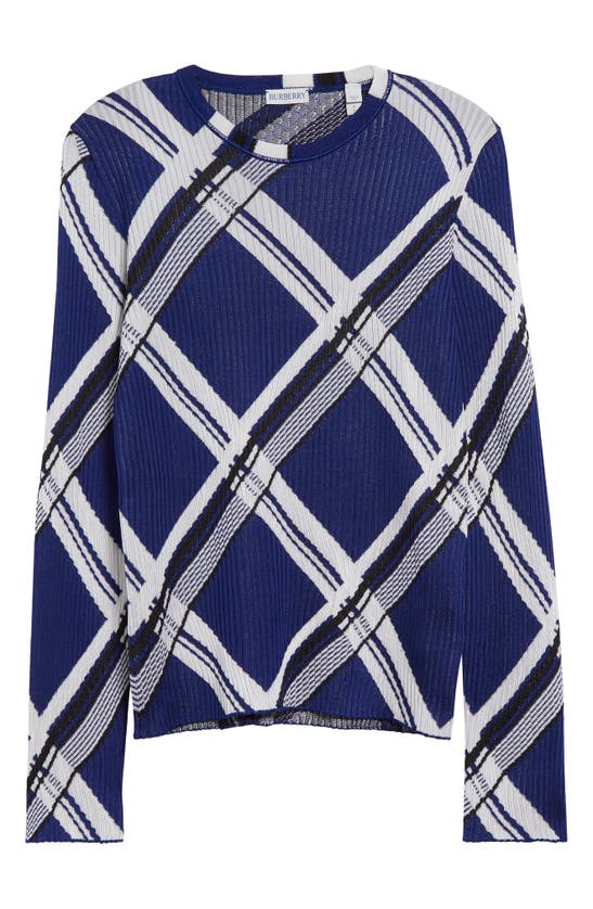 Shop Burberry Jacquard Check Silk Rib Sweater In Knight Ip Check