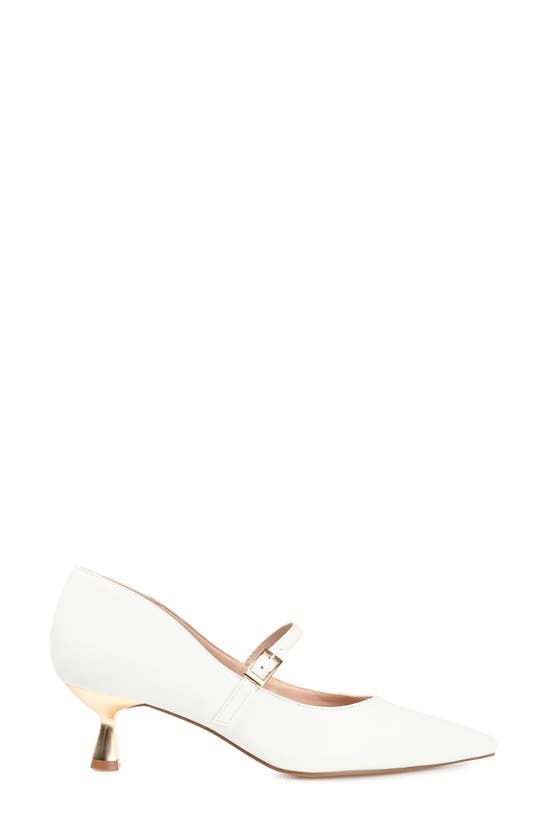 Journee Collection Womens Manza Kitten Heel Mary Jane Pointed Toe Pumps In White