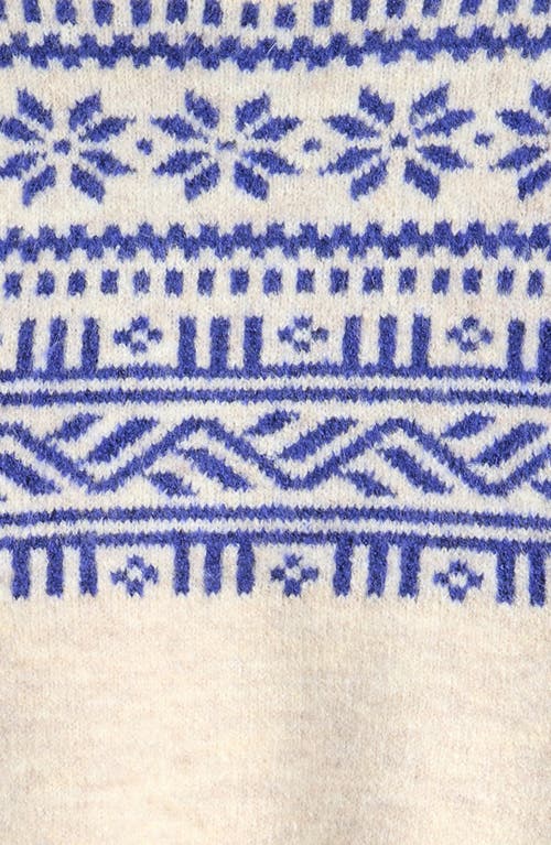 Shop Treasure & Bond Kids' Fair Isle Boxy Crewneck Sweater In Beige Heather- Blue Fairisle