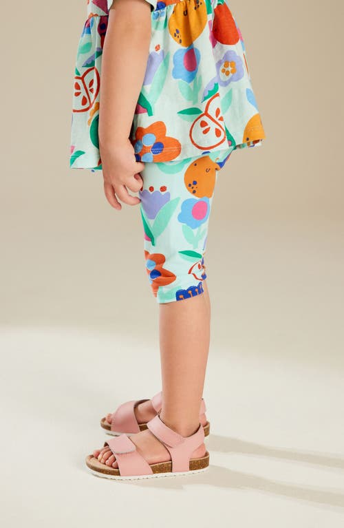 Shop Next Kids' Print Stretch Cotton Crop Leggings In Blue Floral