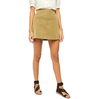Free People Days In The Sun Faux Suede Miniskirt, Green