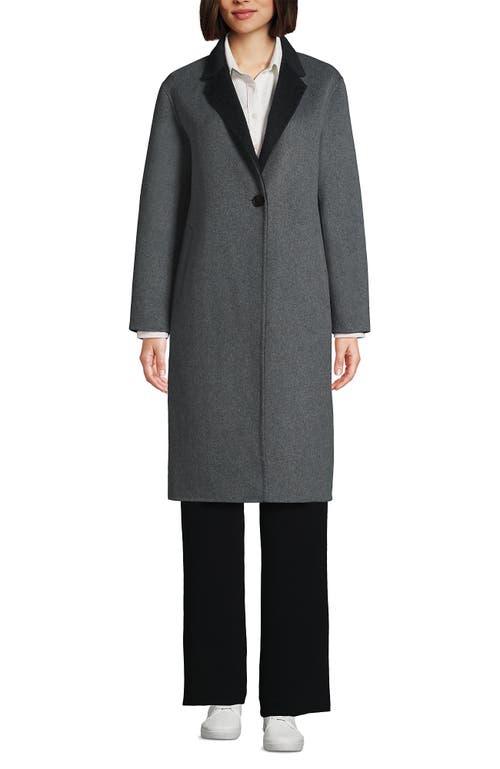 Shop Lands' End Wool Blend Top Coat In Charcoal/gray Double Face