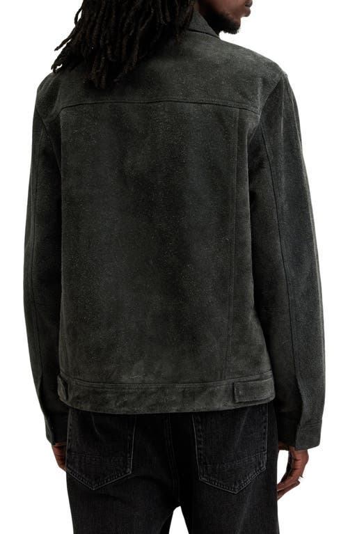 Shop Allsaints Hopper Buffed Suede Trucker Jacket In Washed Black