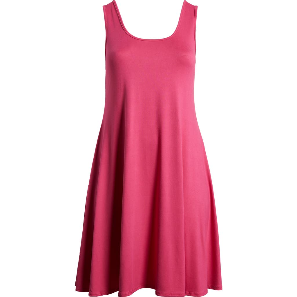 24seven Comfort Apparel Stretch Fit & Flare Dress In Pink