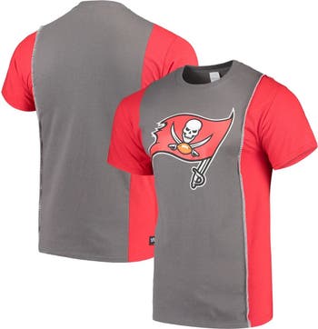 REFRIED APPAREL Men's Refried Apparel Pewter/Red Tampa Bay Buccaneers  Sustainable Upcycled Split T-Shirt