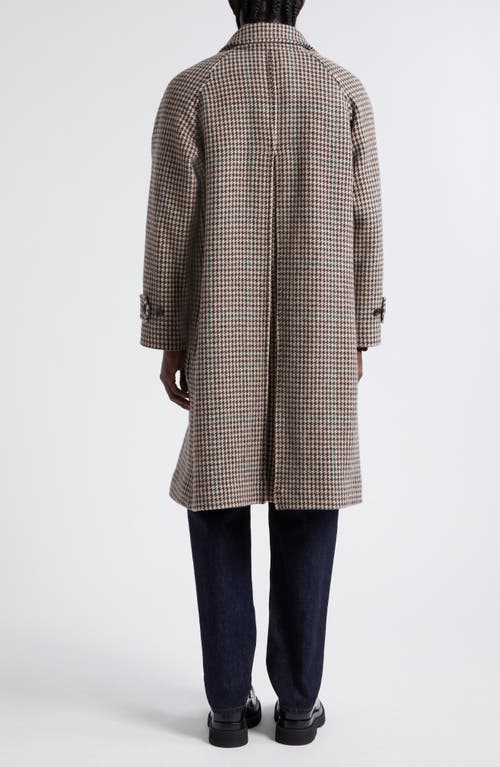 Shop Drake's Houndstooth Virgin Wool Overcoat In Black/ecru