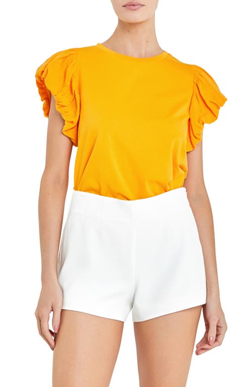 English Factory Puff Sleeve Shirt Orange at Nordstrom,