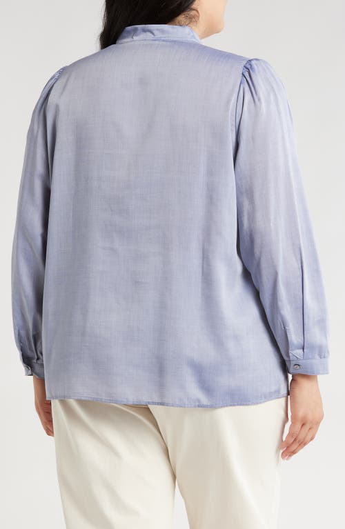 Shop Harshman Aveline Tie Neck Button-up Shirt In Ice Blue