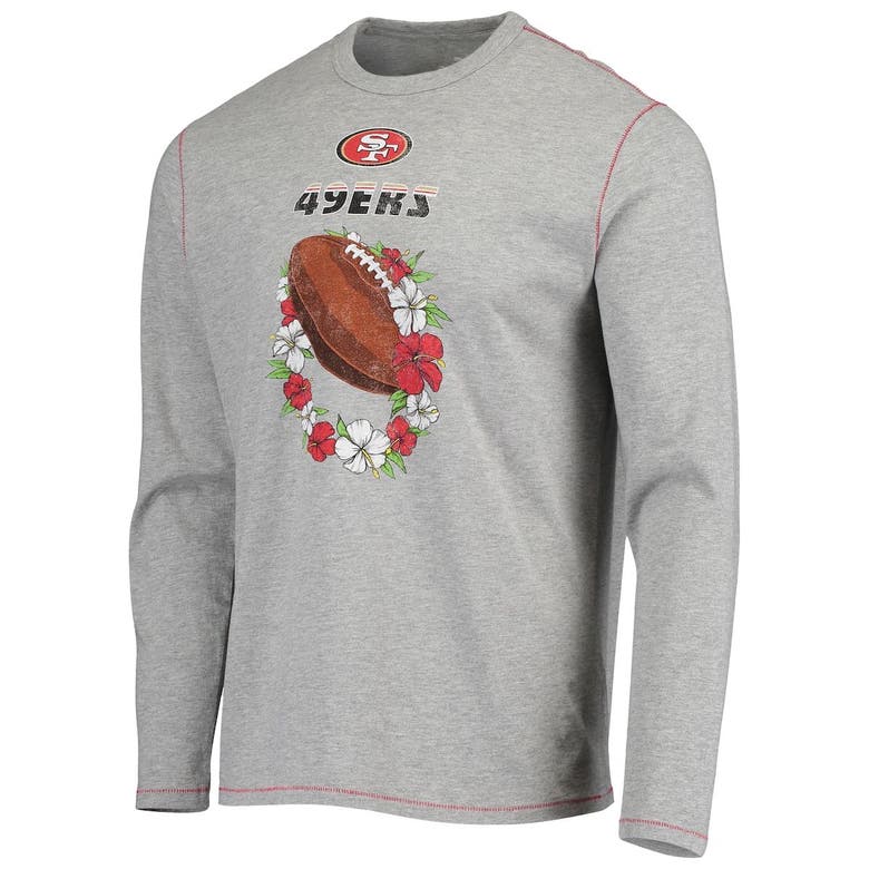 Tommy Bahama Heathered Gray San Francisco 49ers Sport Lei Pass Long Sleeve  T-shirt