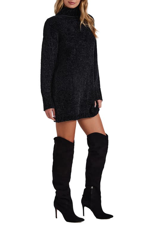 Shop Bella Dahl Turtleneck Long Sleeve Sweater Minidress In Black