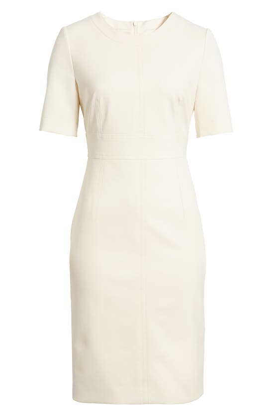 Shop Hugo Boss Boss Dirula Sheath Dress In Soft Cream