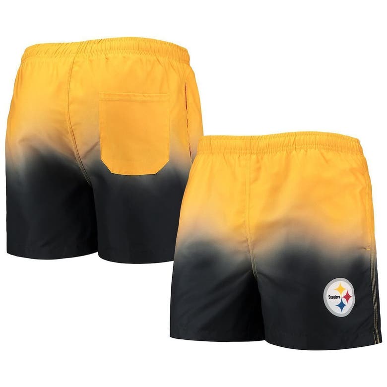 Foco Gold/black Pittsburgh Steelers Dip-dye Swim Shorts