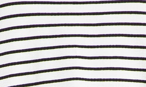Max Studio Stripe Flutter Sleeve Top In White/black