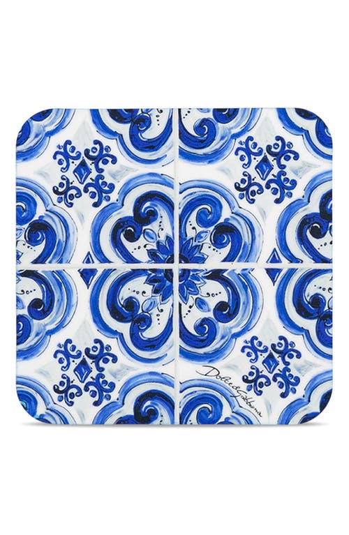 Dolce & Gabbana Dolce&gabbana Carretto Set Of 12 Reversible Paper Coasters In Navy