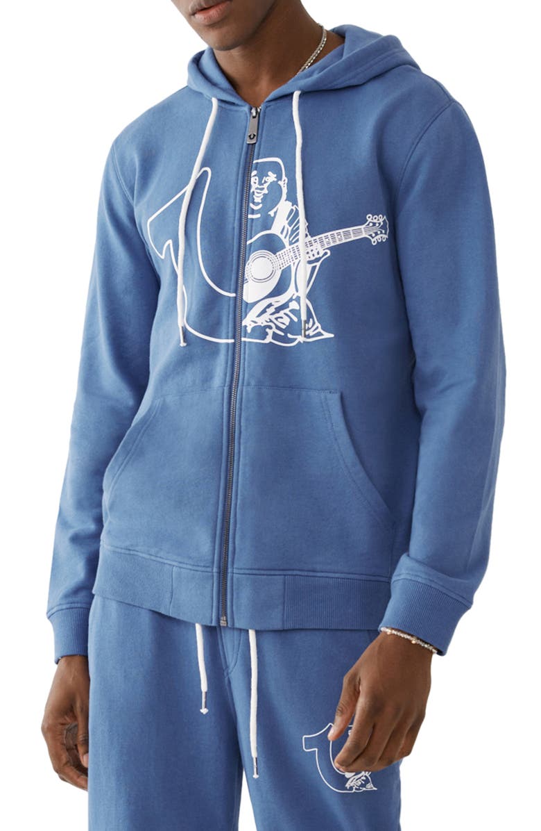 TRUE RELIGION Large Branded Hoodie, Main, color, FEDERAL BLUE