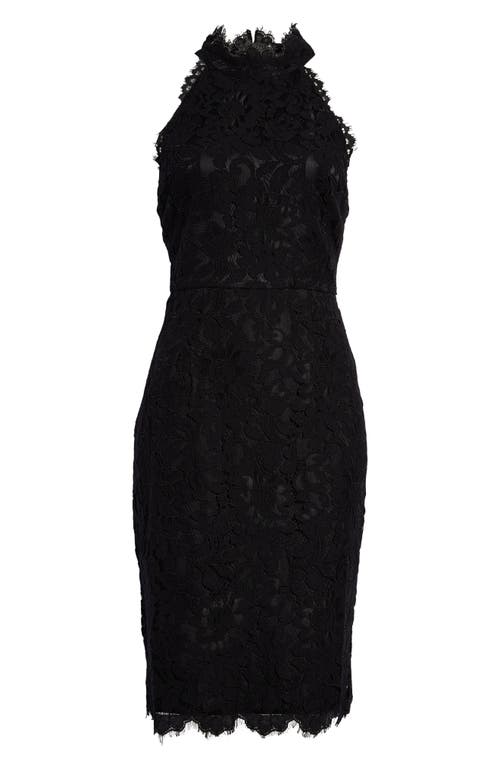 Eliza J Mock Neck Lace Sheath Dress in Black