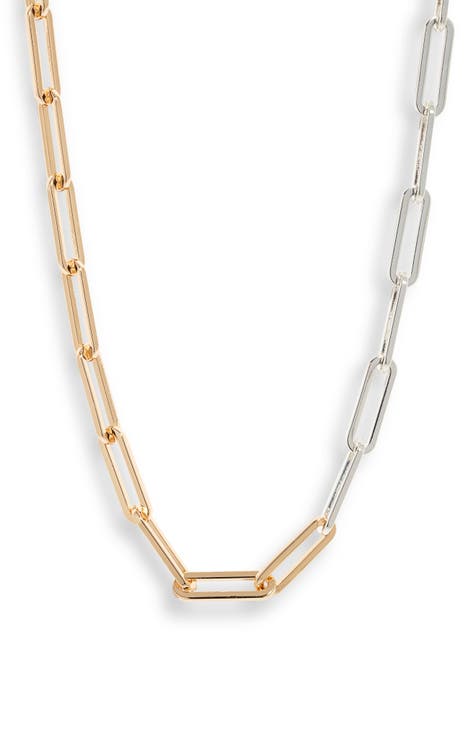 Small Link Paperclip Yellow Gold Chain Necklace, 16 | Lee Jones