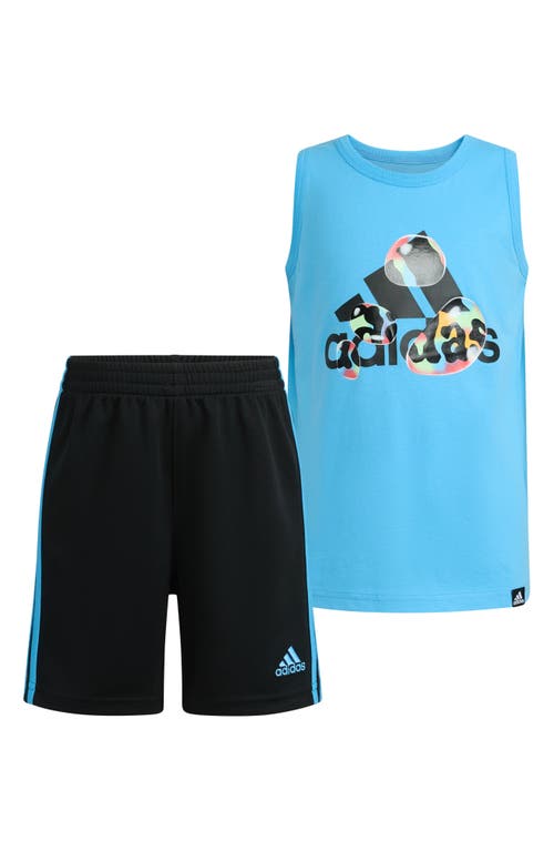 adidas Kids' Graphic Tank & Mesh Shorts Set Semi Blue Burst at Nordstrom,