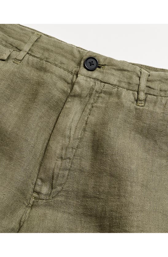 Shop Billy Reid Moore Flat Front Linen Shorts In Olive